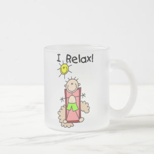 Stick Figure Boy I Relax Frosted Glass Coffee Mug