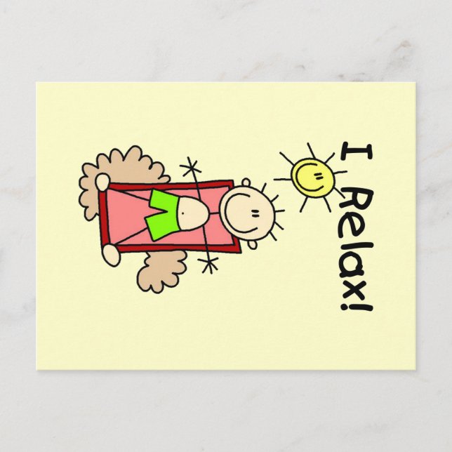 Stick Figure Boy I Relax Postcard (Front)
