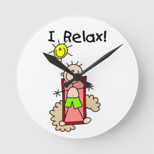 Stick Figure Boy I Relax Round Clock