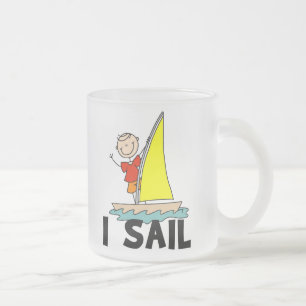 Stick Figure Boy I Sail Frosted Glass Coffee Mug