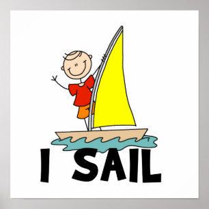 Stick Figure Boy I Sail Poster