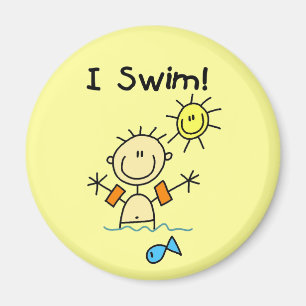Stick Figure Boy I Swim Magnet