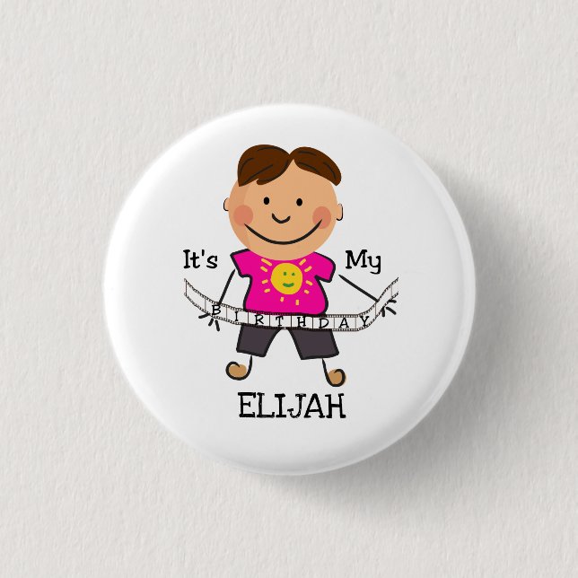 Stick Figure Boy It's My Birthday  3 Cm Round Badge (Front)