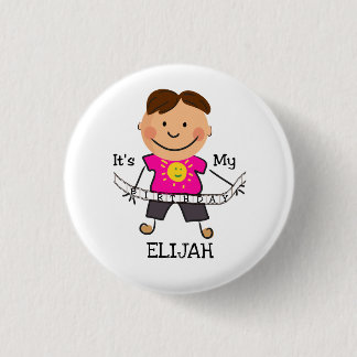 Stick Figure Boy It's My Birthday 3 Cm Round Badge