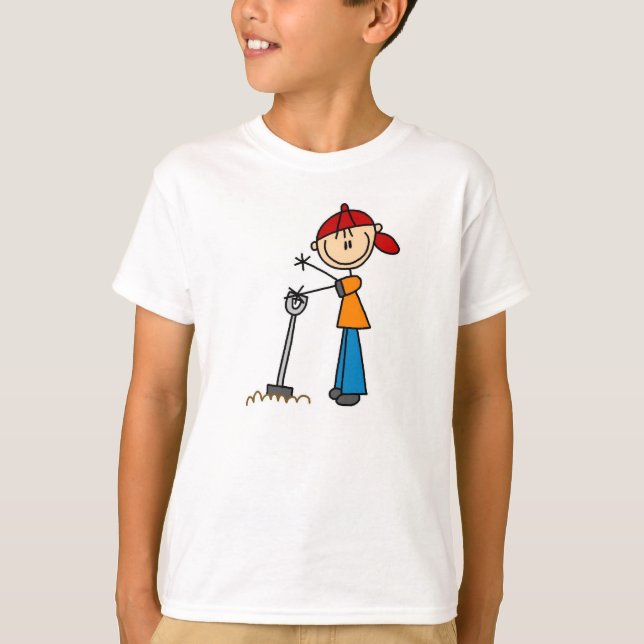 Stick Figure Boy with Shovel T-shirt (Front)
