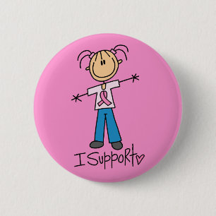 Stick Figure Breast Cancer Support 6 Cm Round Badge