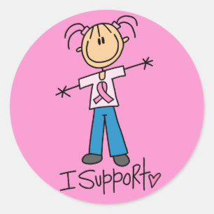 Stick Figure Breast Cancer Support Classic Round Sticker