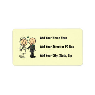 Stick Figure Bride and Groom T-shirts and Gifts Label