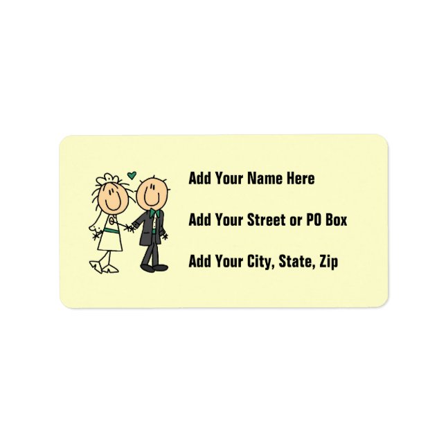 Stick Figure Bride and Groom T-shirts and Gifts Label (Front)