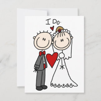 Stick Figure Bride & Groom Invitation Flat Card