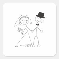 Stick Figure Bride & Groom