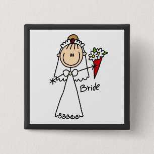Stick Figure Bride T shirts and Gifts 15 Cm Square Badge