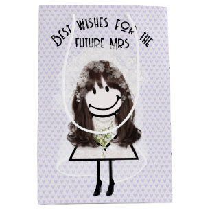 Stick Figure Bride With Bouquet Medium Gift Bag