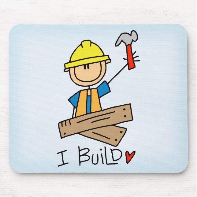 Stick Figure Carpenter Mouse Mat (Front)