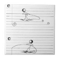 Stick Figure Cartoon Drawing on Lined Paper