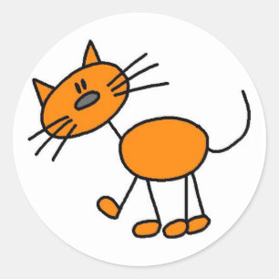 Stick Figure Cat T-shirts and Gifts Classic Round Sticker