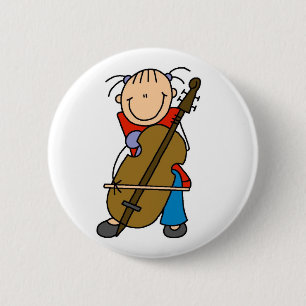 Stick Figure Cello Button