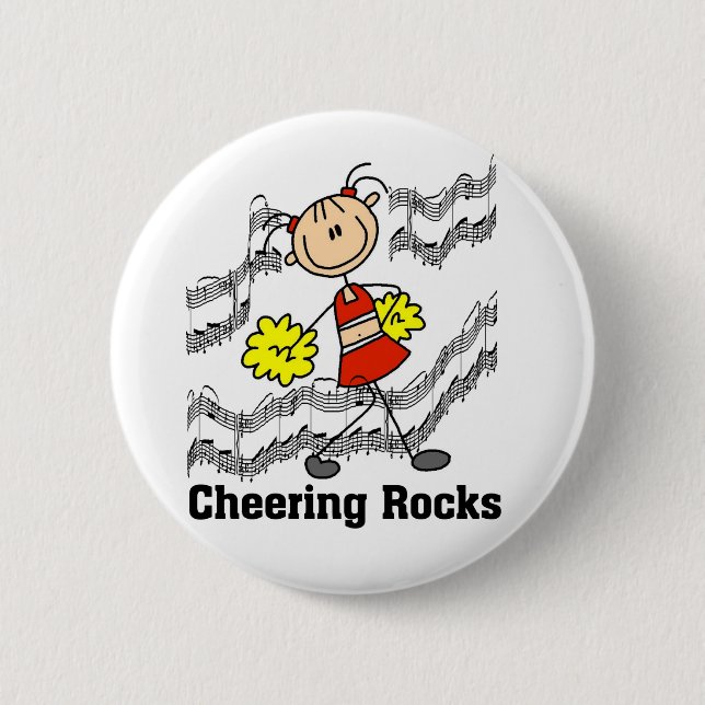 Stick Figure Cheering Rocks T-shirts and Gifts 6 Cm Round Badge (Front)