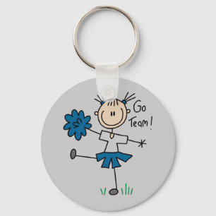 Stick Figure Cheerleader Go Team TShirts and Gifts Key Ring