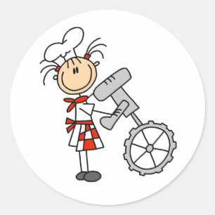Stick  Figure Chef Using Mixer Stickers