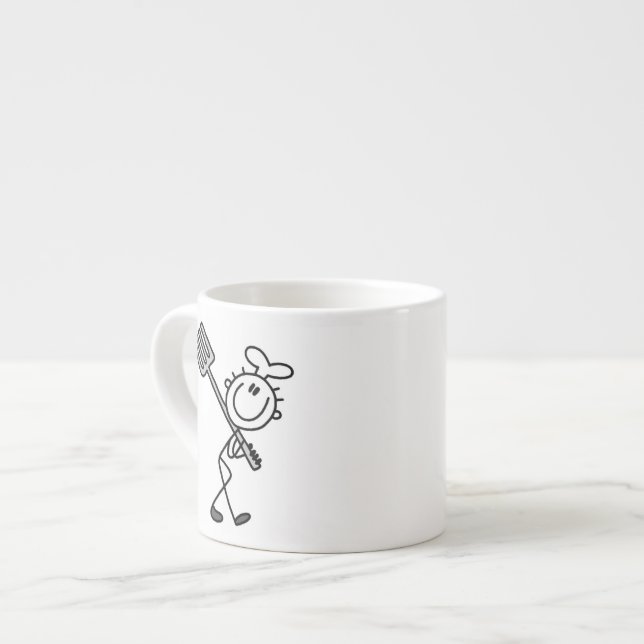 Stick Figure Chef With Fork Espresso Cup (Front Left)