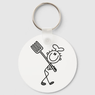 Stick Figure Chef With Fork Key Ring