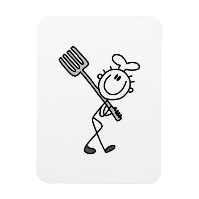 Stick Figure Chef With Fork Magnet (Vertical)