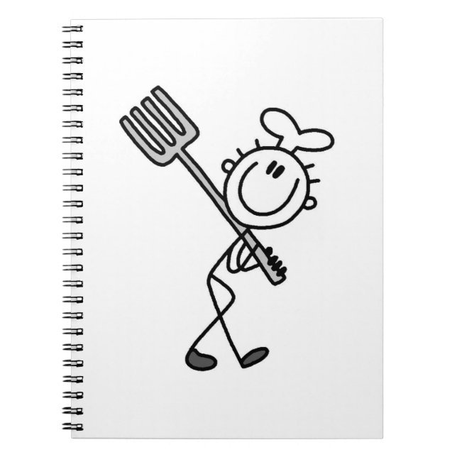 Stick Figure Chef With Fork Notebook (Front)