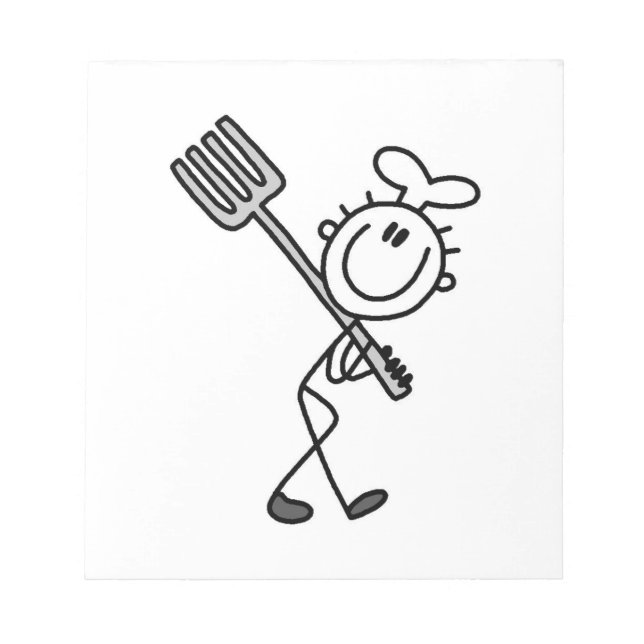Stick Figure Chef With Fork Notepad (Front)
