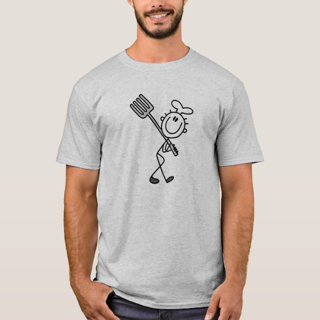 Stick Figure Chef with Fork Tshirts and Gifts (Front)