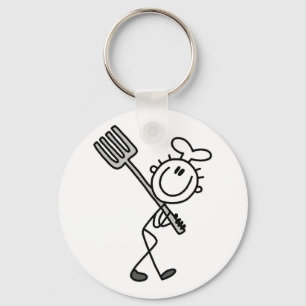 Stick Figure Chef with Fork Tshirts and Gifts Key Ring