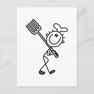 Stick Figure Chef with Fork Tshirts and Gifts Postcard