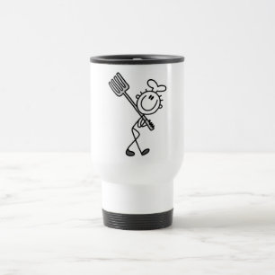 Stick Figure Chef with Fork Tshirts and Gifts Travel Mug