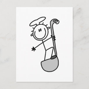 Stick Figure Chef with Ladle Postcard