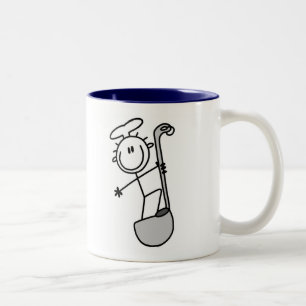 Stick Figure Chef with Ladle Two-Tone Coffee Mug