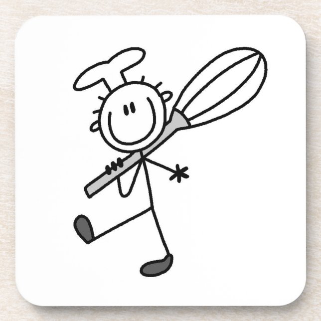 Stick Figure Chef With Whisk Coaster (Front)