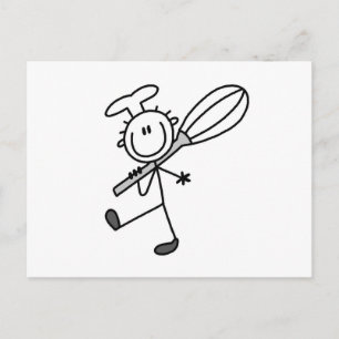 Stick Figure Chef With Whisk Postcard