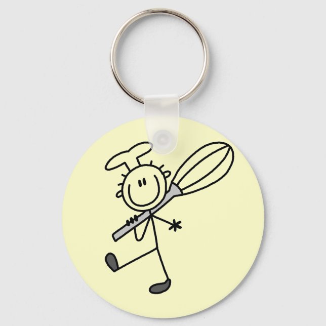 Stick Figure Chef with Whisk Tshirts Key Ring (Front)