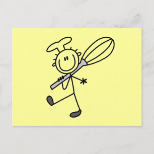 Stick Figure Chef with Whisk Tshirts Postcard