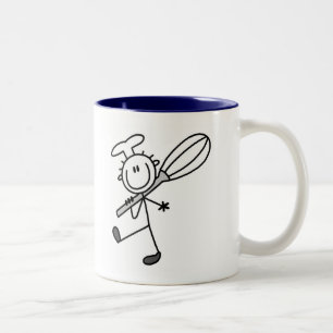 Stick Figure Chef with Whisk Tshirts Two-Tone Coffee Mug