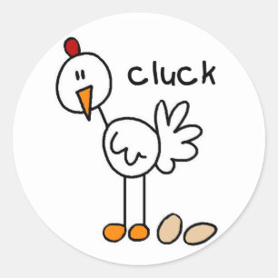 Stick Figure Chicken Classic Round Sticker