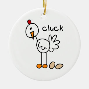 Stick Figure Chicken T-shirts and Gifts Ceramic Tree Decoration