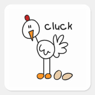 Stick Figure Chicken T-shirts and Gifts Square Sticker
