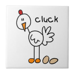 Stick Figure Chicken T-shirts and Gifts Tile