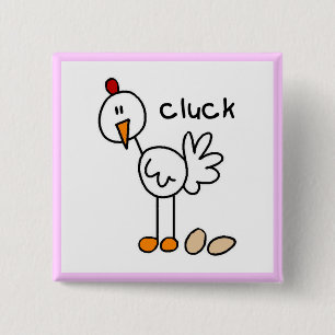 Stick Figure Chicken Tshirts and Gifts 15 Cm Square Badge