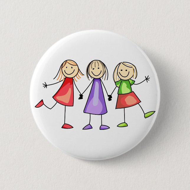 Stick Figure Children 6 Cm Round Badge (Front)
