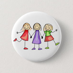 Stick Figure Children 6 Cm Round Badge