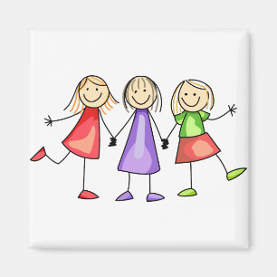 Stick Figure Children Magnet