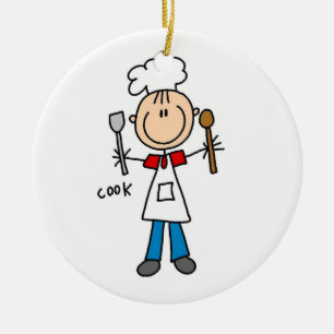 Stick Figure Cook Ceramic Tree Decoration