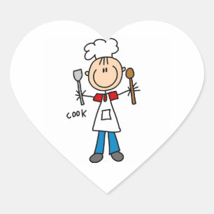 Stick Figure Cook Heart Sticker
